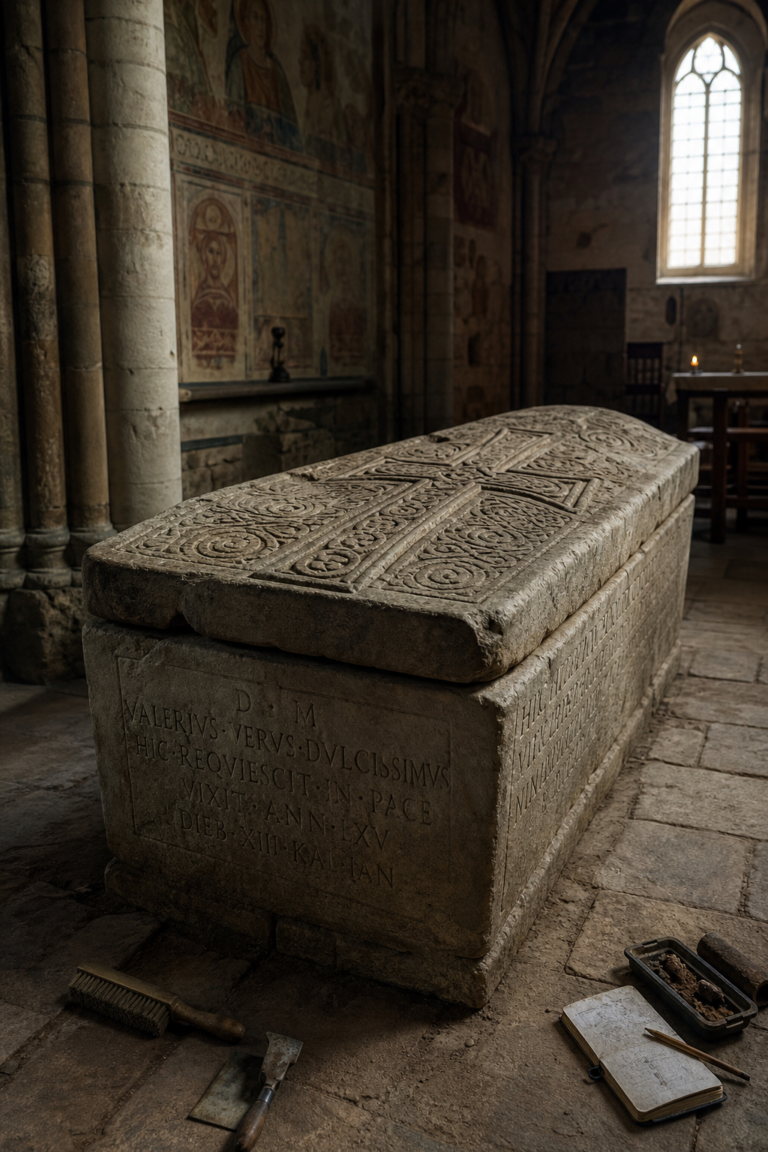 ローマ時代の石棺に埋められた中世の男骨、正体は修道院長か？